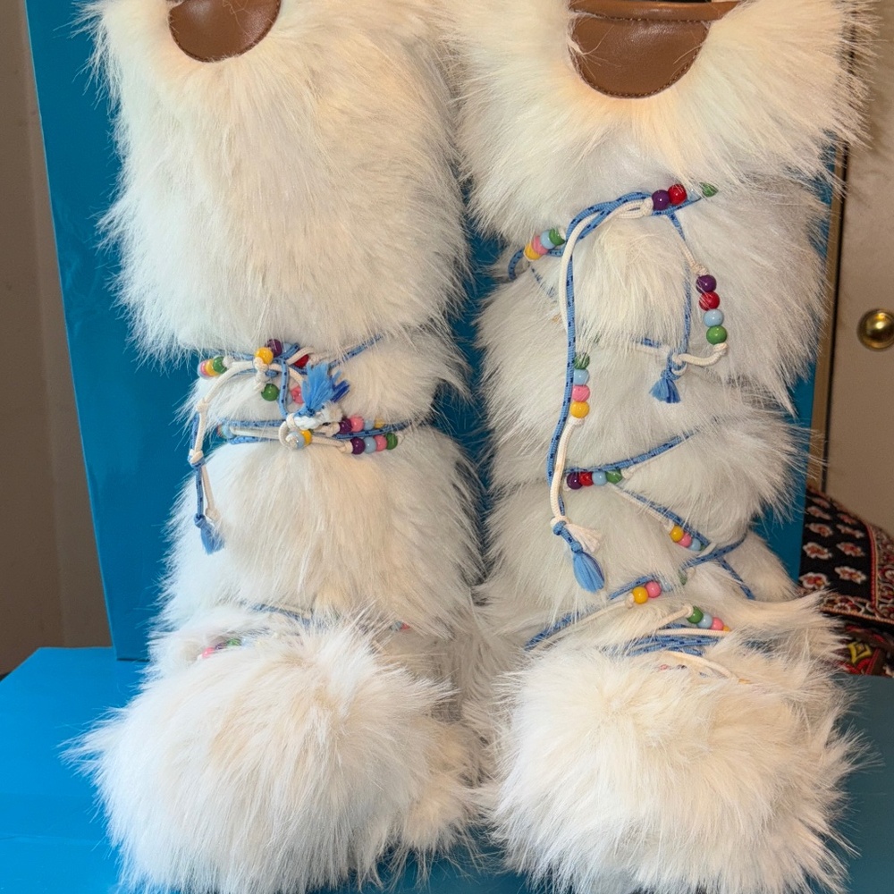 Free People Apres All Day Beaded Faux Fur Yeti Boots - Picture 2 of 7